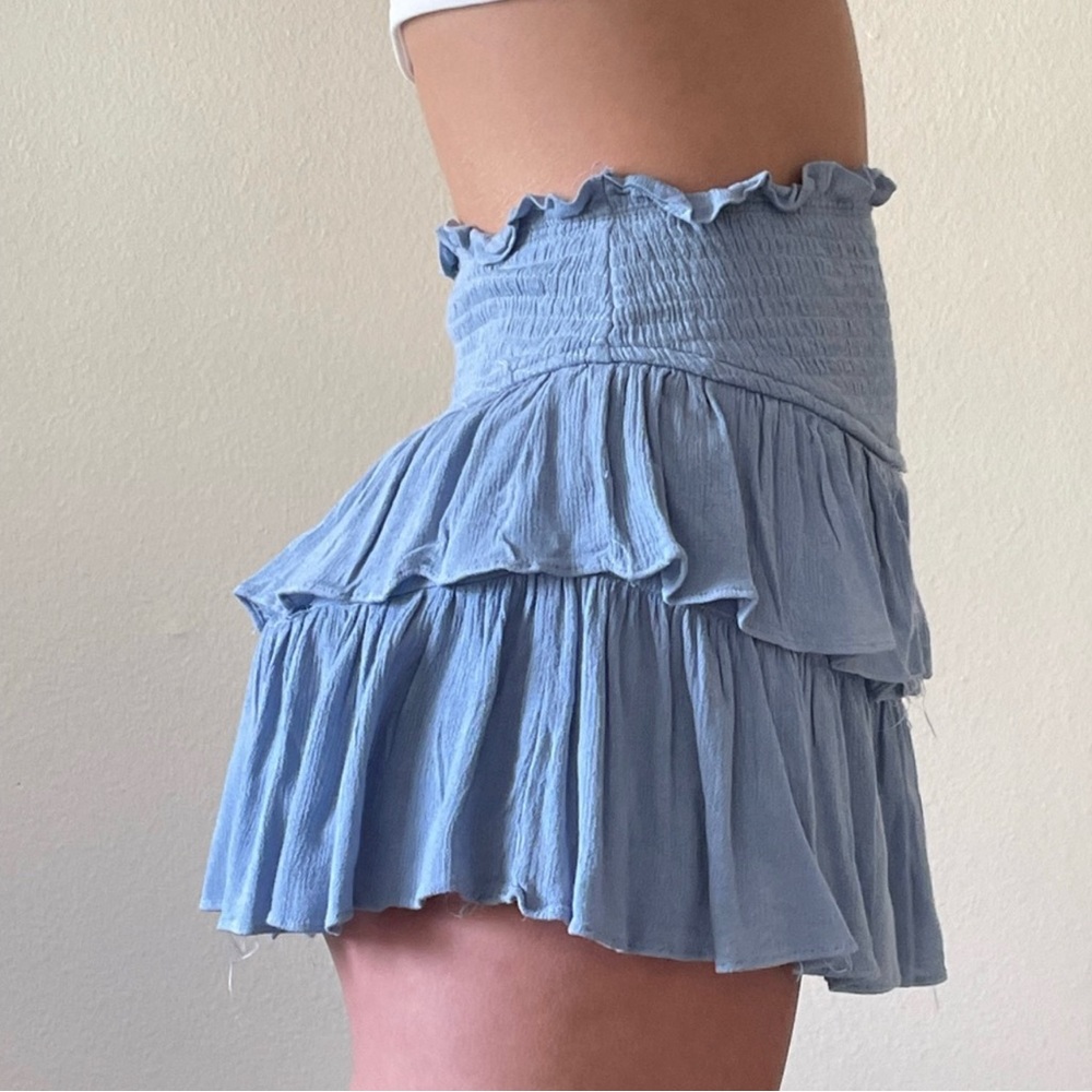 American Threads Blue Ruffle Mini Skirt - Picture 2 of 7